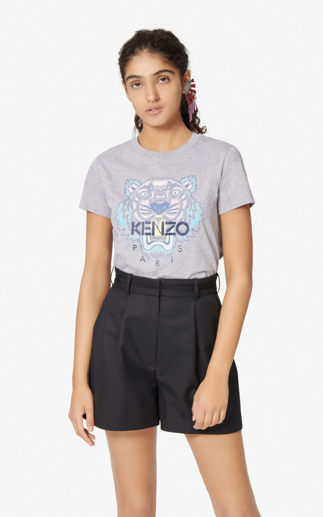 Camisetas Kenzo Tiger Mujer Gris YSQ826413